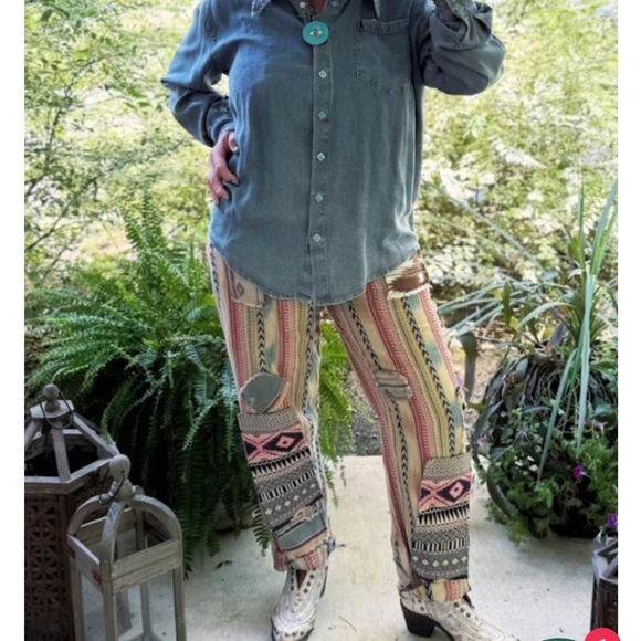 Jaded Gypsy Balinese Walks Tribal Pants Large/XL Bohemian Patchwork - Picture 1 of 12